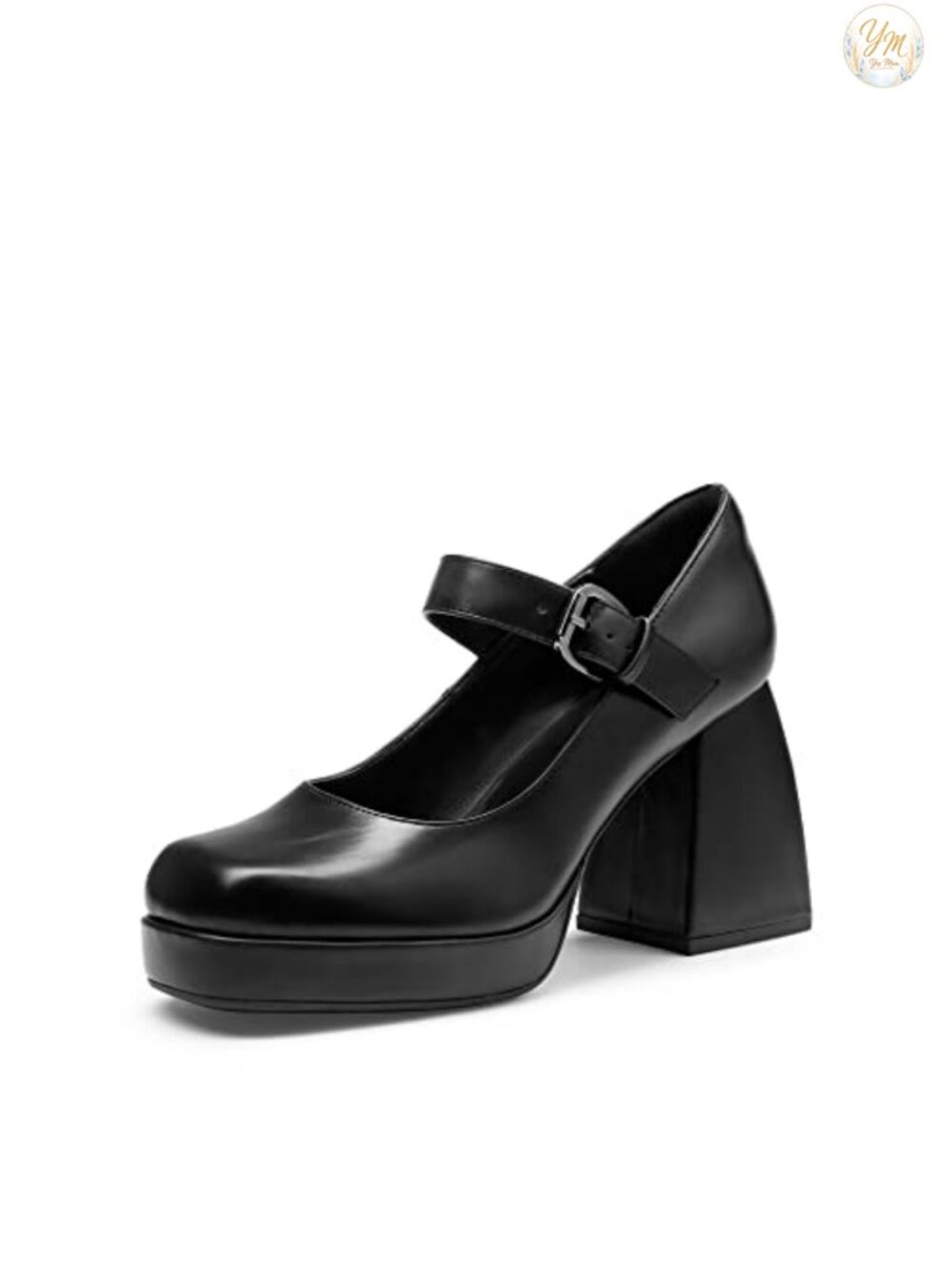 Mary Jane Platform Chunky High Heels Glossy PU Square Toe Pumps